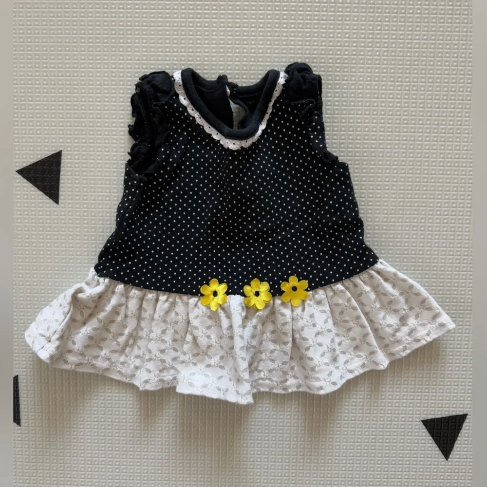 Baby starters|Baby girl polka dot sunflower tunic dress,size 6 months••••boho